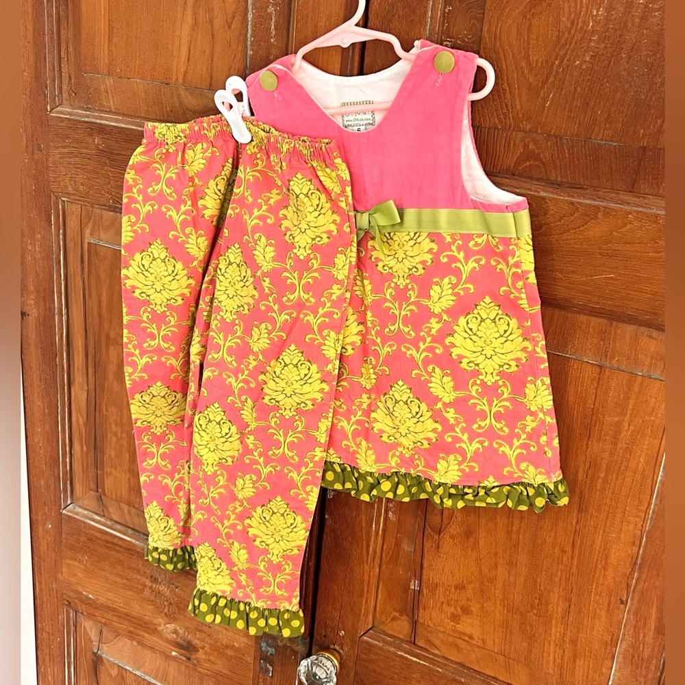 Girls Pink Ruffle Matching Set - Two-Piece Outfit